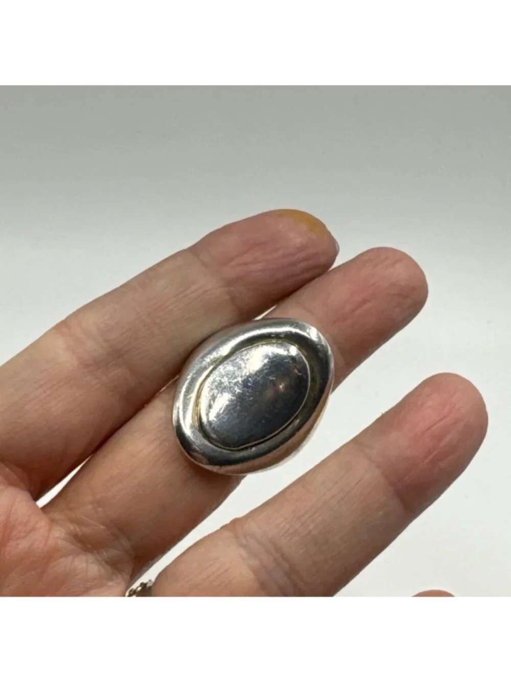 VTG Solid Sterling Silver 925 Modernist Tapered Band Signet Ring Size 7.5